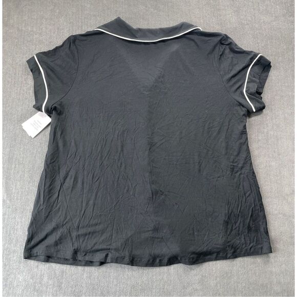 Auden Cloud Knit Pajama Top Womens‎ XL Black Short Sleeve Button Sleepwear NWT - Picture 8 of 9
